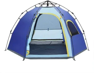 Camping-Tents 5 Person Windproof Family Tent Portable Waterproof Tents Ventilated Mesh Windows for All Seasons Blue