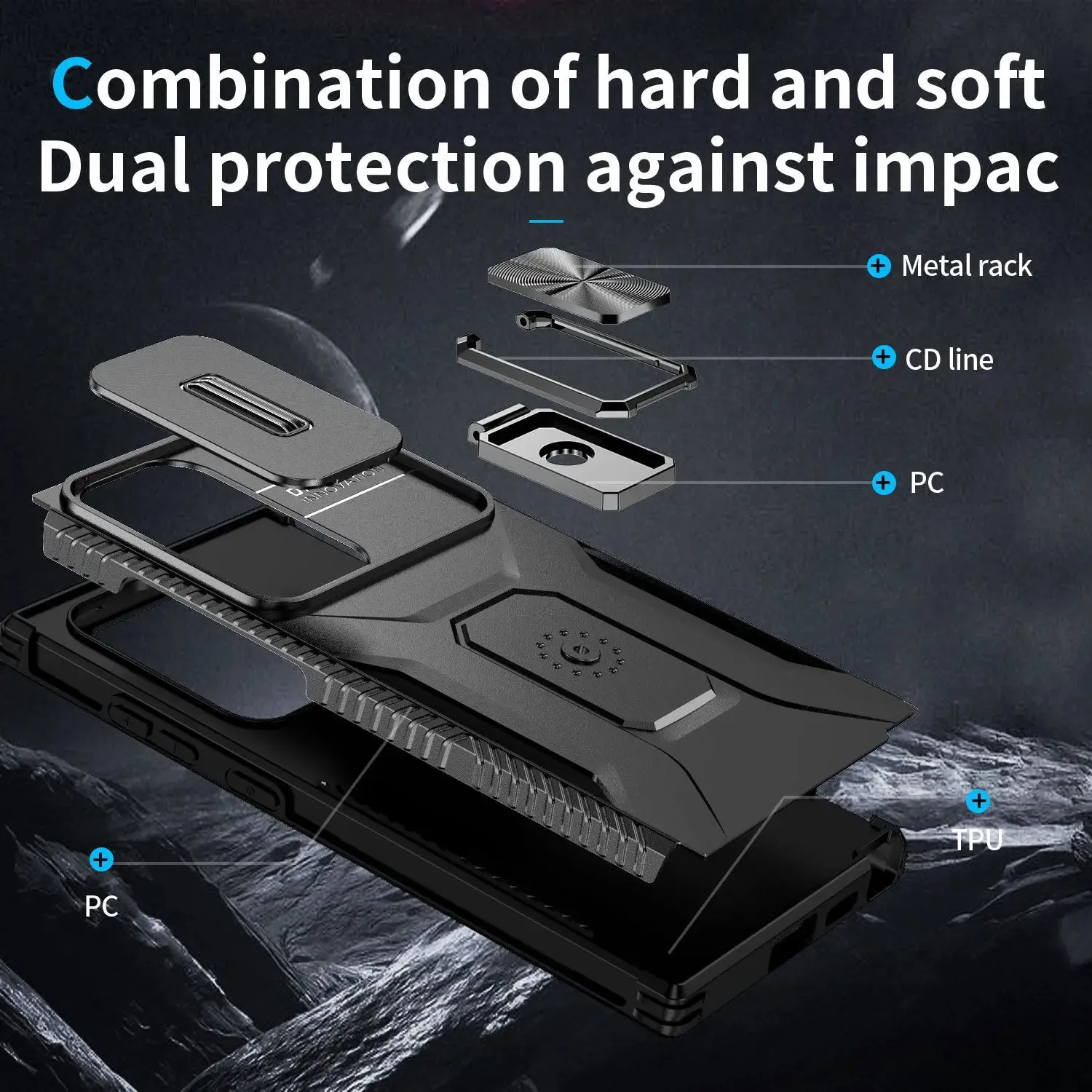 CamSlide 360 Ring Stand Case | Galaxy S24 Ultra | Military-Grade Shockproof