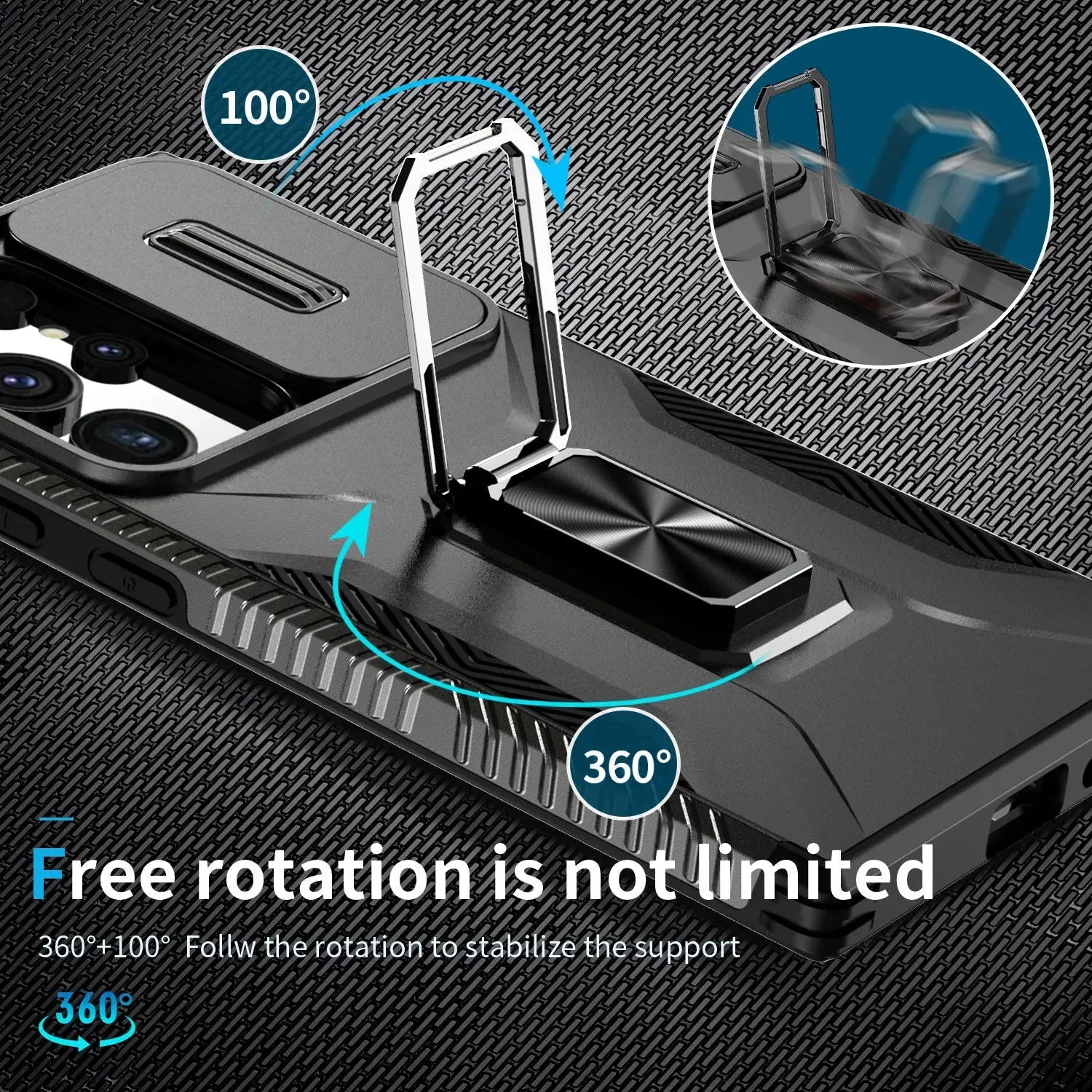 CamSlide 360 Ring Stand Case | Galaxy S24 Ultra | Military-Grade Shockproof