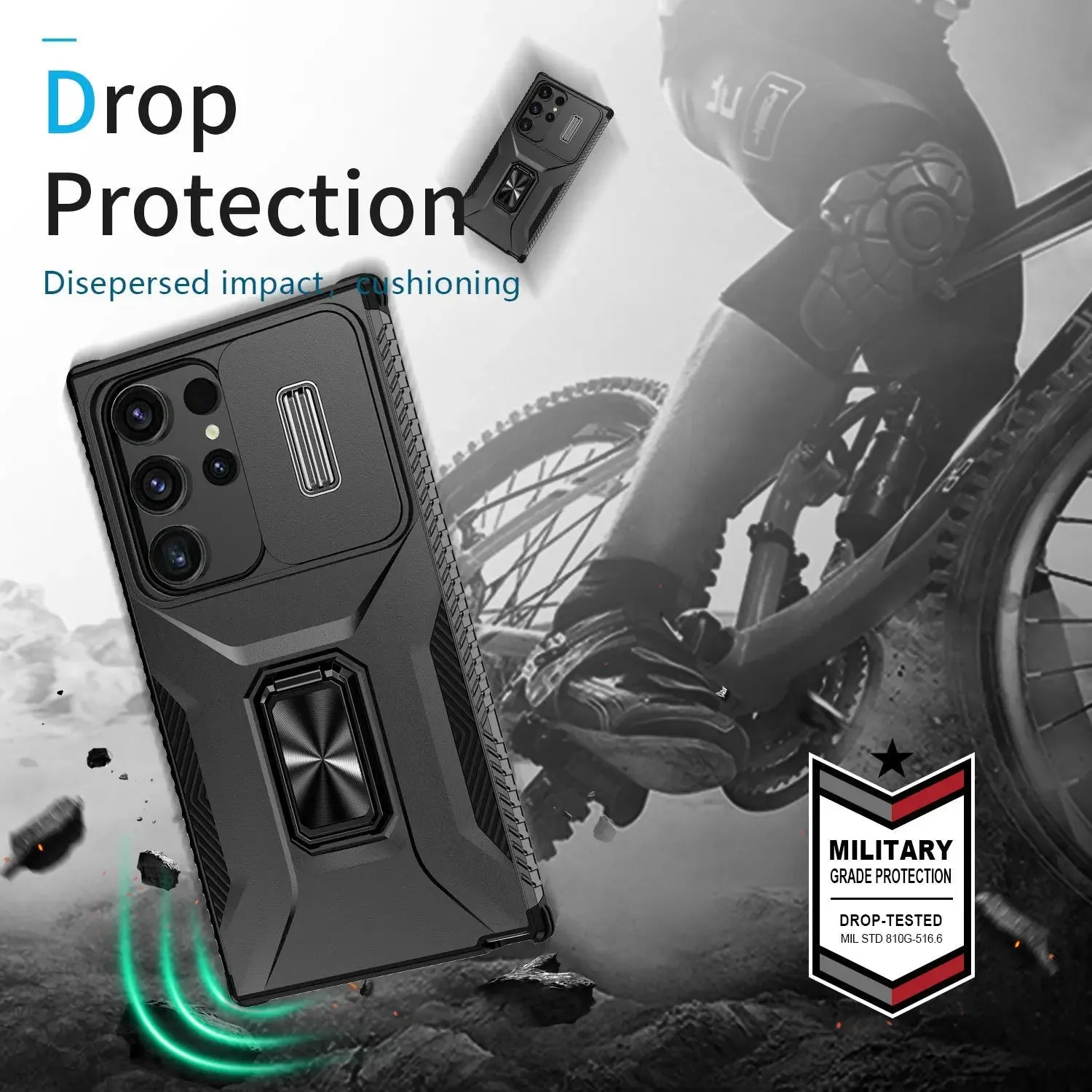 CamSlide 360 Ring Stand Case | Galaxy S24 Ultra | Military-Grade Shockproof