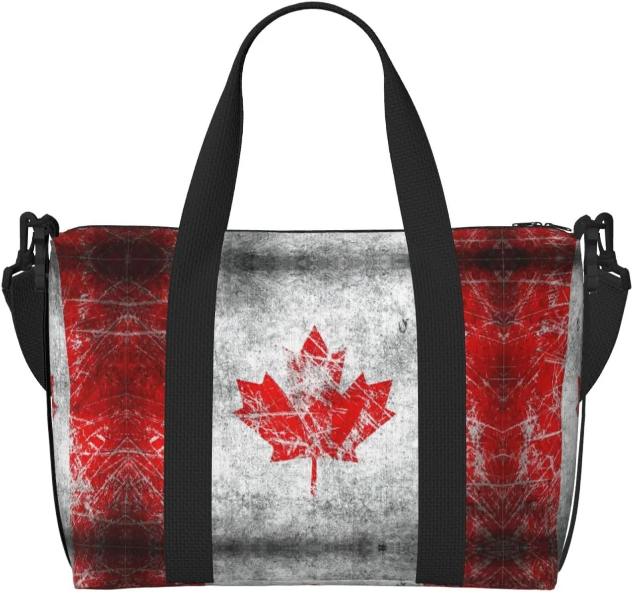 Canada Flag Printinggym Bags For Men Women, Foldable Travel Duffle Bag,Lightweight Weekender Duffel Bag