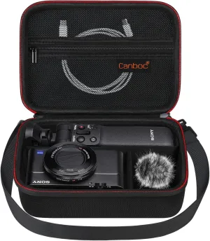 Canboc Carrying Camera Case for Sony ZV-1F/ ZV-1/ ZV-1 II Vlog Digital Camera & Vlogger Accessory Kit Tripod, Travel Storage Bag with Strap, Mesh Pocket fit Cable, Black (Case Only)