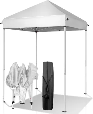 Canopy Tent 5x5 feet Party Tent Gazebo Canopy Commercial Shelter Shelter Wedding Party Easy Pop Up 5X5ft, Outdoor Beach Instant Sun Shelter,Portable Tent Commercial, White