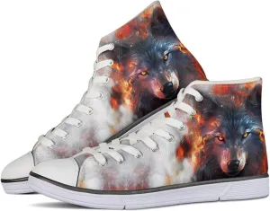 Canvas Shoes for Women Lightweight High Top Sneakers Teens Girls Cute Printed Lace Up Casual Classic Walking Shoes
