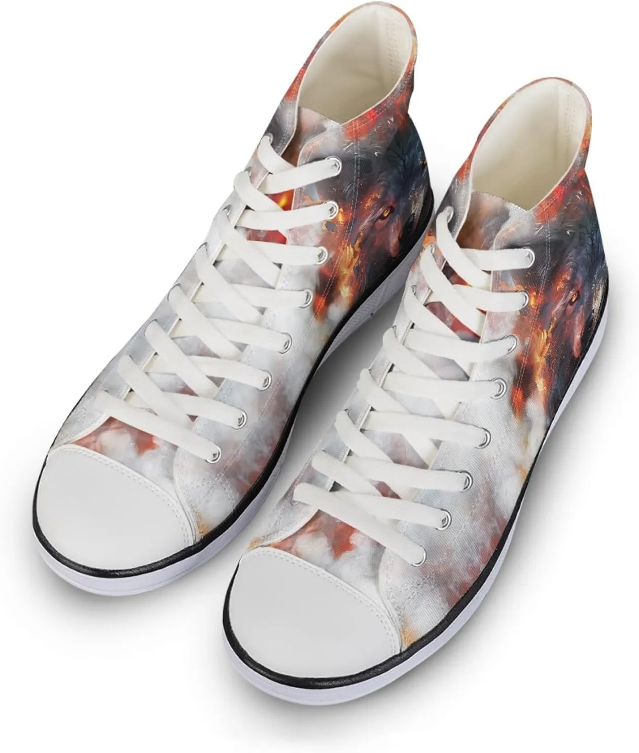 Canvas Shoes for Women Lightweight High Top Sneakers Teens Girls Cute Printed Lace Up Casual Classic Walking Shoes