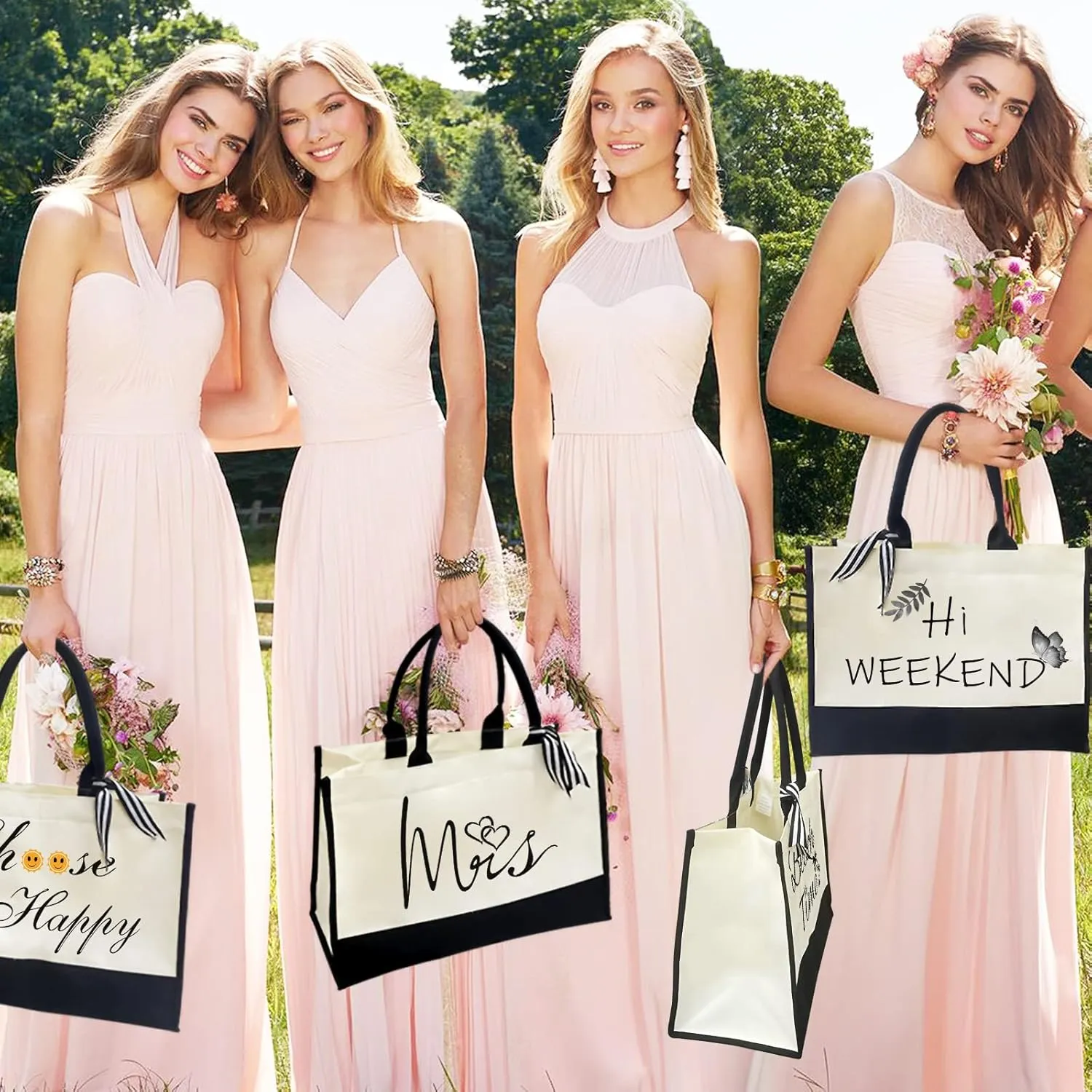 Canvas Tote Bag for Women - Beach Bag, Cat Lovers Tote, Bride & Bridesmaid Gift