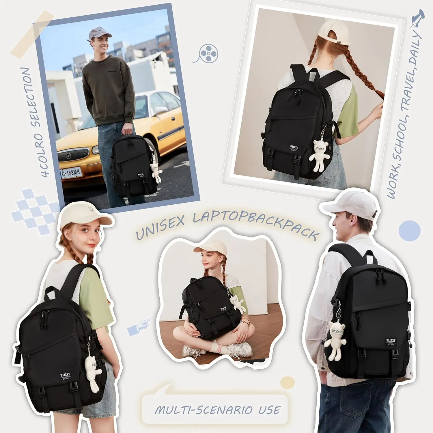 Caoroky knight College School Bag for Men Women Laptop Backpack 15.6 Inch Anti Theft Travel Daypack Large Elementary Middle High Bookbags for Teens Girls Boys Students-Large,black