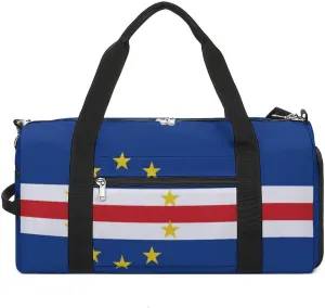 Cape Verde Flag Duffel Bag for Men Women Waterproof with Shoe Compartment