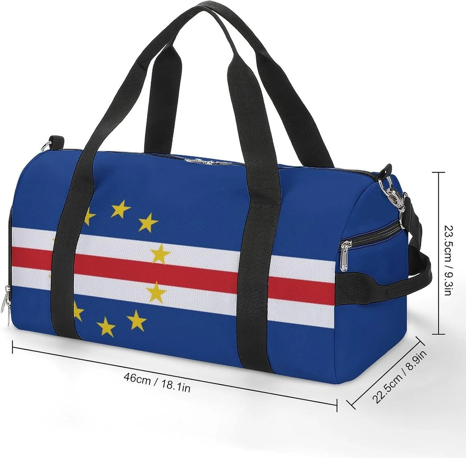 Cape Verde Flag Duffel Bag for Men Women Waterproof with Shoe Compartment