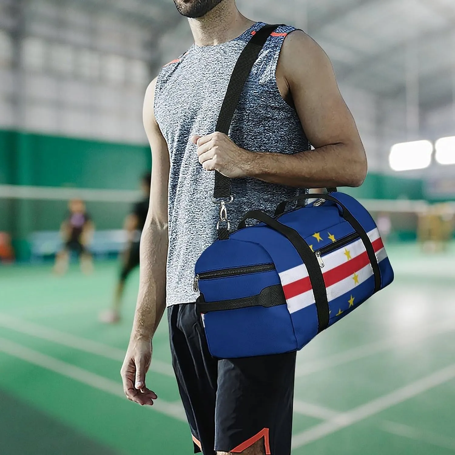 Cape Verde Flag Duffel Bag for Men Women Waterproof with Shoe Compartment