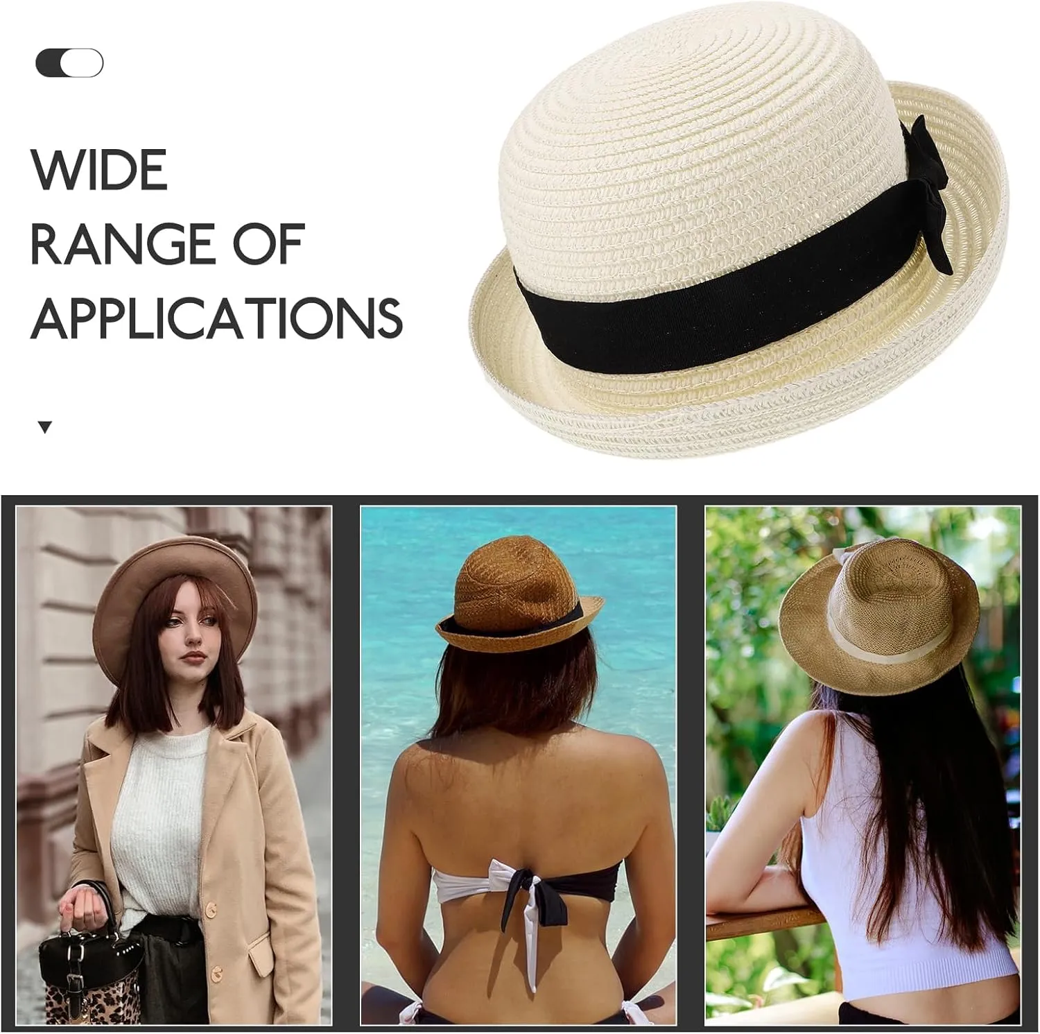 Caps for Men Straw Bowler Hat Mens Straw Hats Mens Caps Women’s Hat Foldable Sun Hat Wide Brim Dome Sun