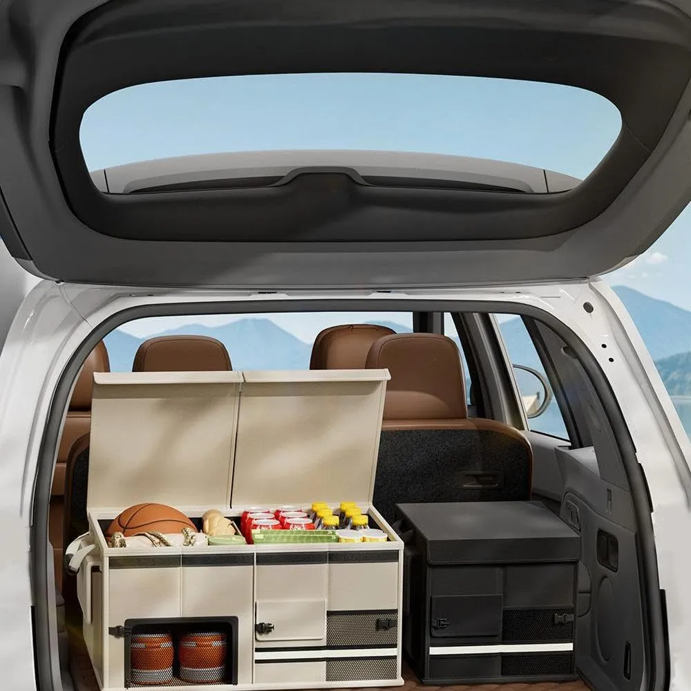 Car Trunk Organizer For Volkswagen VW Atlas (7-seater) 2018 2019 2020 2021 2022 2023 2024 2025, With Velcro Large Capacity Foldable Waterproof Multi Layer Design Portable Travel Bag