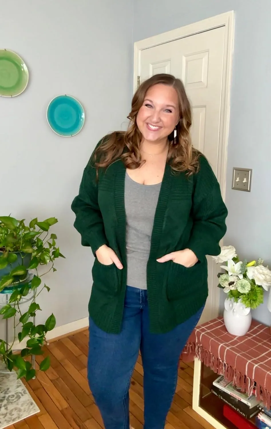 CARCOS Plus Size Cardigan Sweaters for Women Open Front Long Sleeve Oversized Winter Knit Cardigan Coats Pockets XL-3XL