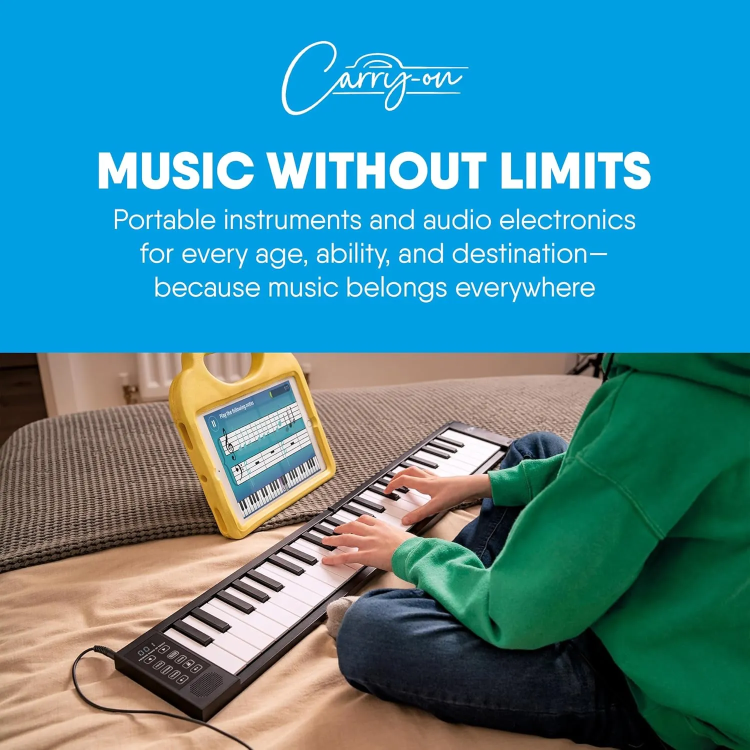Carry-on Folding Piano 49 Touch - Ultra-Portable Piano with 128 Voices, USB and Bluetooth MIDI Connectivity - Portable Piano keyboard for Travel Suitable for Practice and Performances - Black