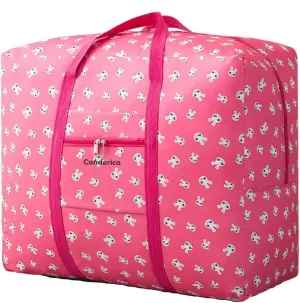 Carry On Water-Resistant Multi-function Duffel bag Collapsible Hand luggage bags for travel Large Lightweight, Storage Bags with Reinforced Handle (90L, Pink rabbit)