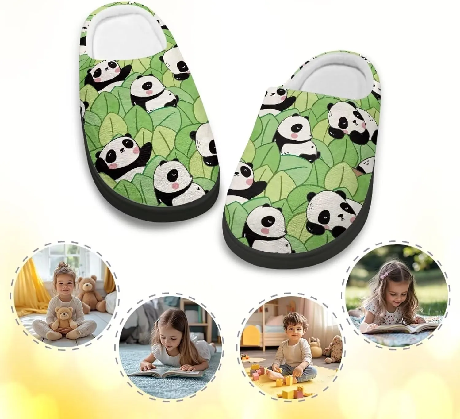 Cartoon Animal Children's Plush Slippers for Little Girls Boys Slip On Warm Fuzzy Winter Slippers Lightweight Soft Indoor House Shoes SizeUS 9-15