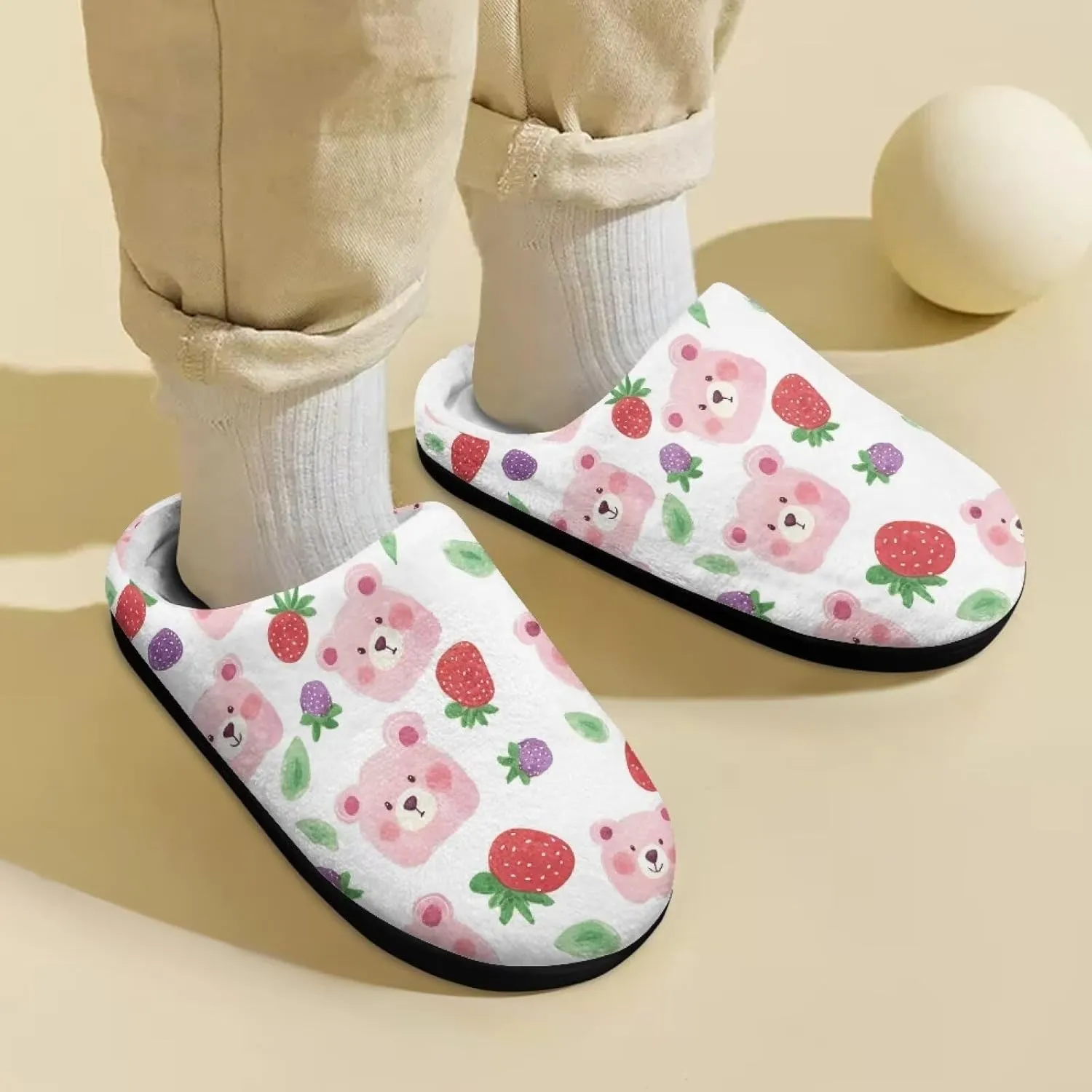 Cartoon Animal Children's Plush Slippers Washable House Slippers Cute Patterns Comfortable Flannel Indoor Winter Shoes SizeUS 9-15