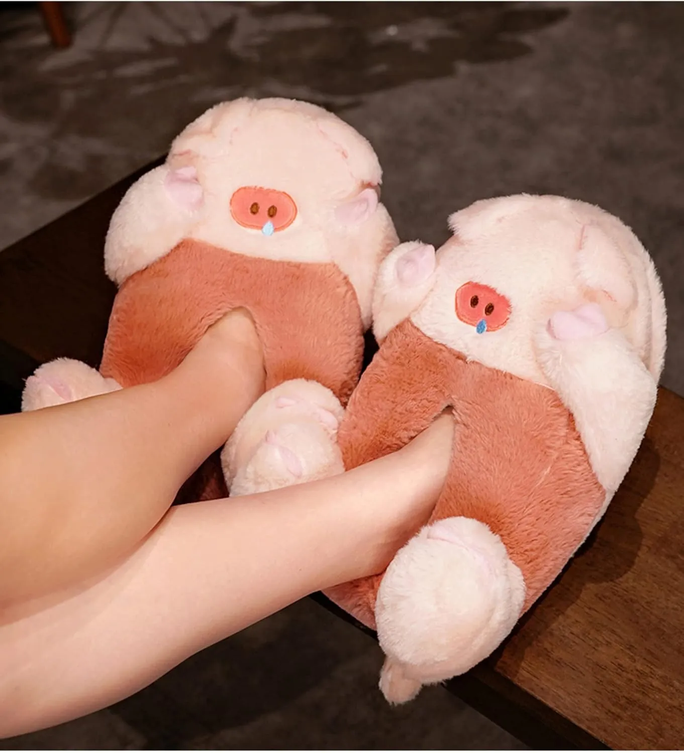 Cartoon animal crocodile cotton slippers cute winter home warm indoor and outdoor plush men and women's shoes