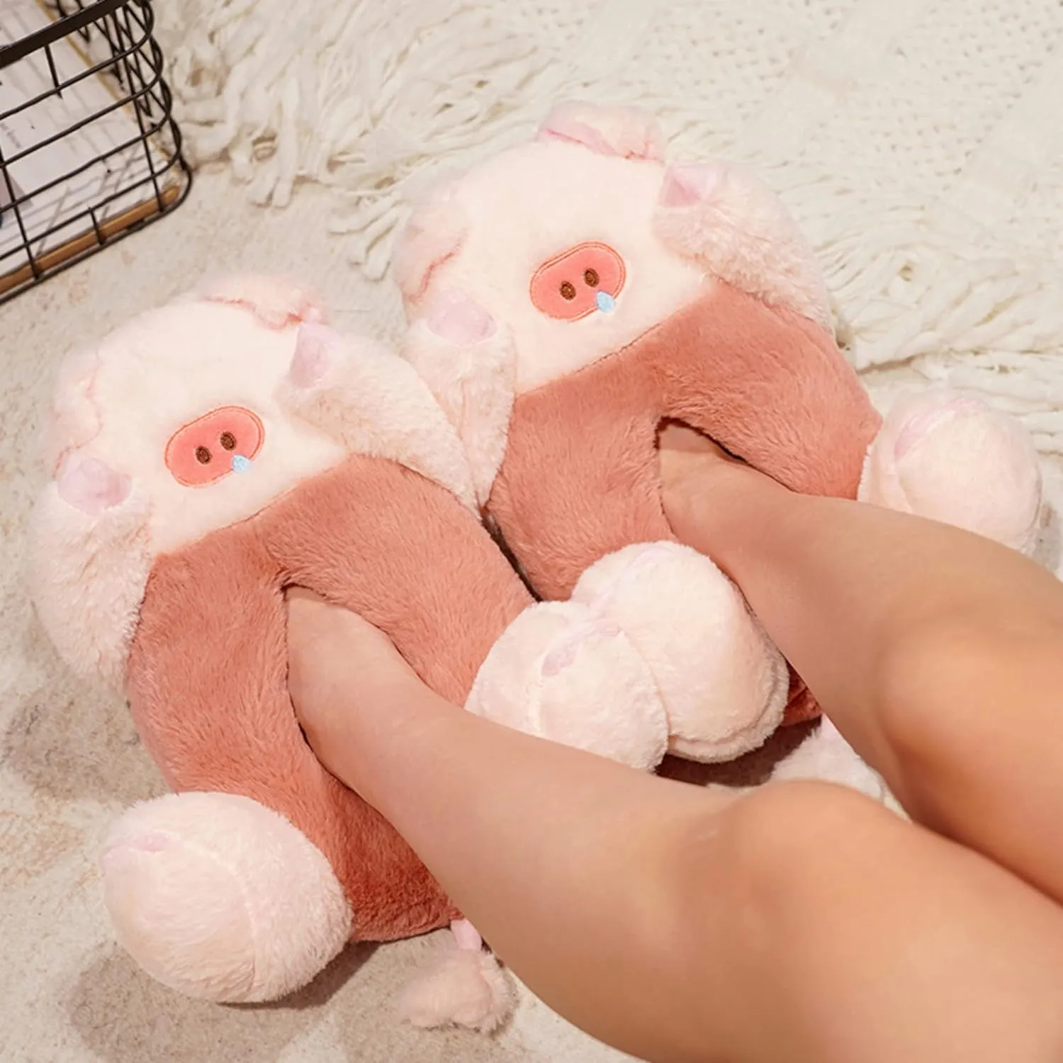 Cartoon animal crocodile cotton slippers cute winter home warm indoor and outdoor plush men and women's shoes