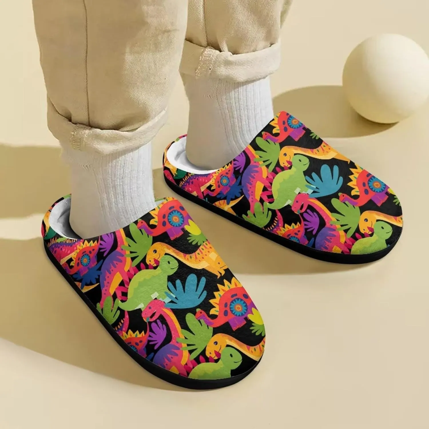 Cartoon Animal Girls Boys Fluffy Slippers Comfy Closed Toe Shoes Slip-on Slides for Kids House Indoor Slippers SizeUS 9-15
