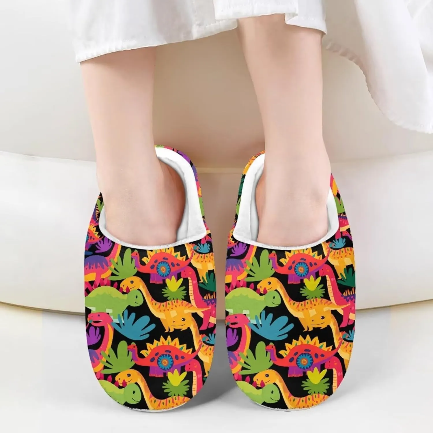 Cartoon Animal Kids Fluffy Slippers Boys Girls Comfy Closed Toe Shoes Slip On Slides Indoor House Slippers SizeUS 9-15