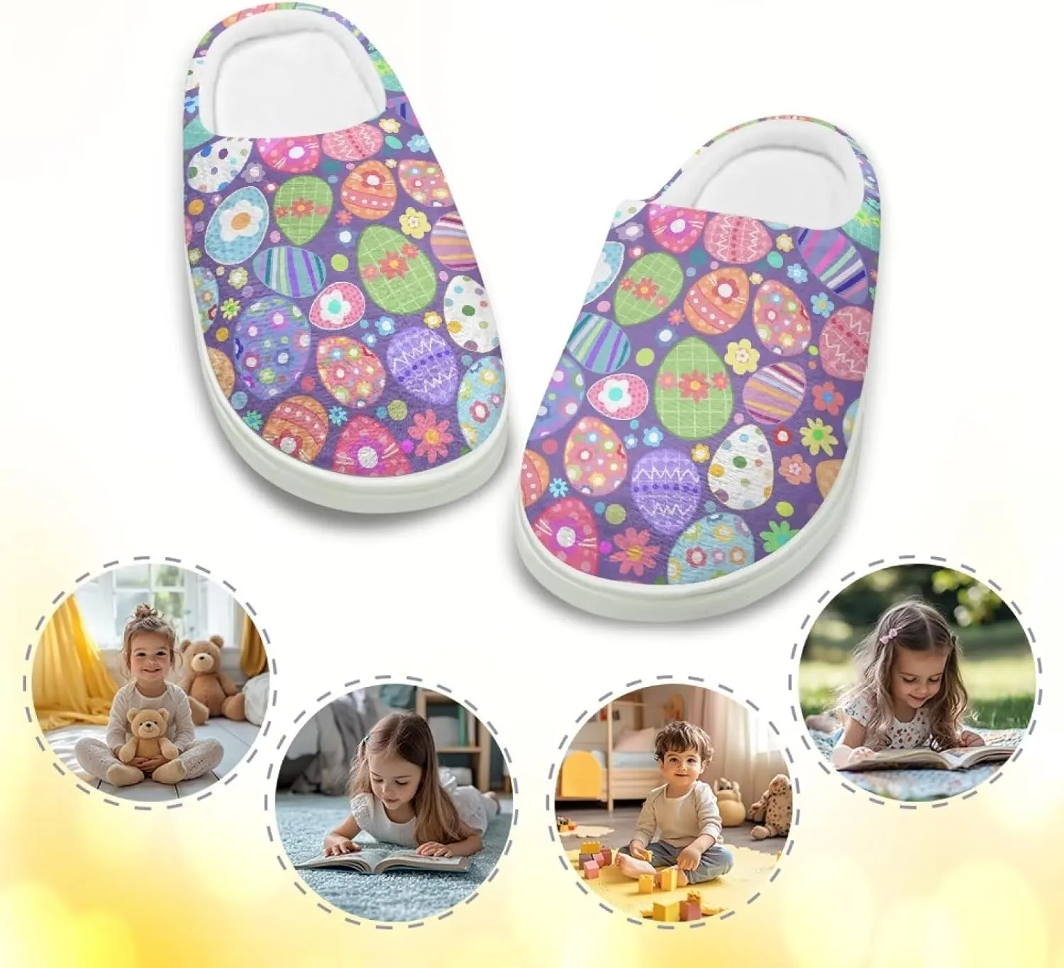 Cartoon Animal Kids Fluffy Slippers Boys Girls Comfy Closed Toe Shoes Slip On Slides Indoor House Slippers SizeUS 9-15