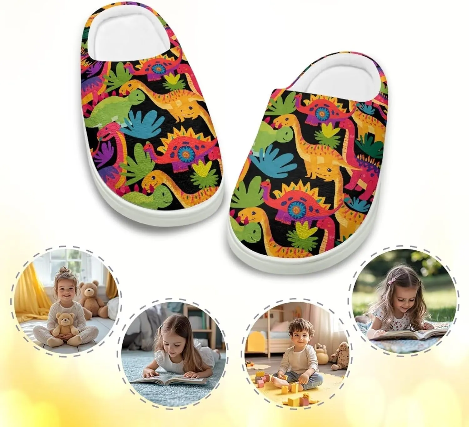 Cartoon Animal Kids Fluffy Slippers Boys Girls Comfy Closed Toe Shoes Slip On Slides Indoor House Slippers SizeUS 9-15