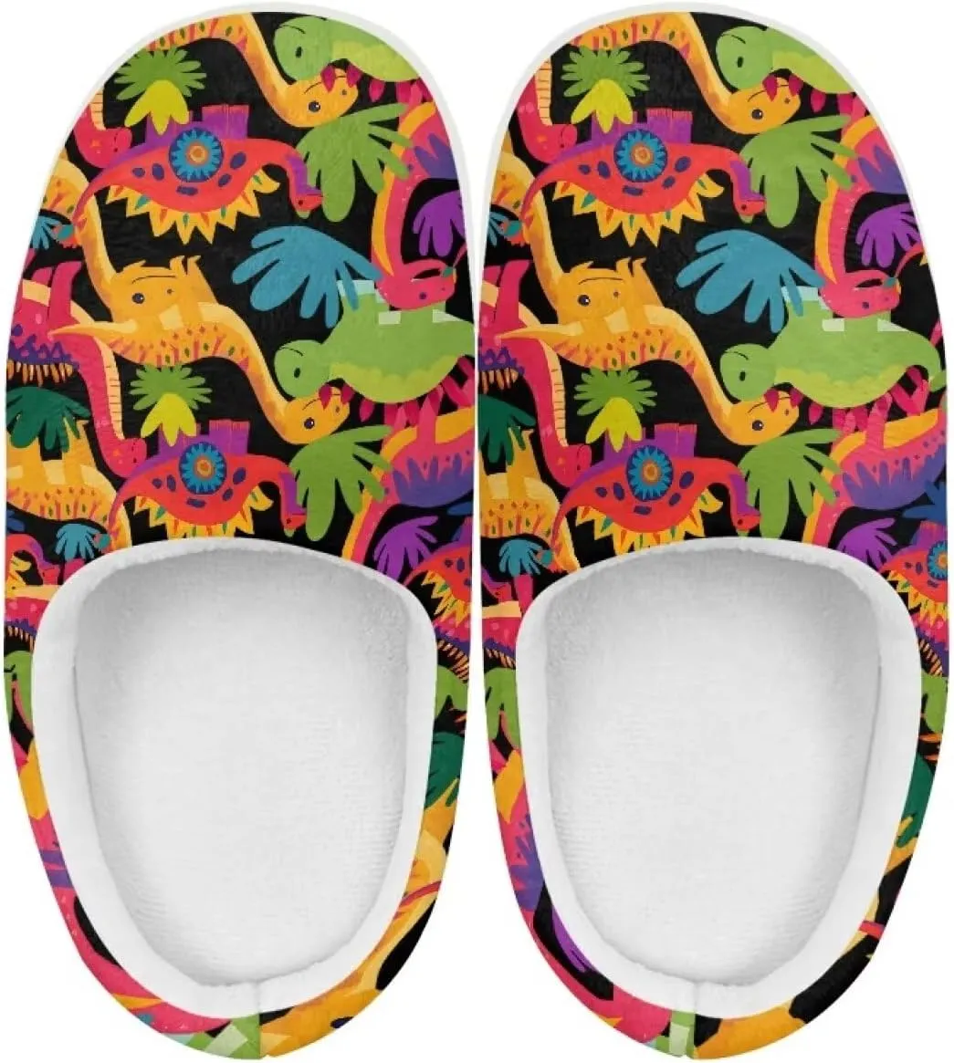 Cartoon Animal Kids Fluffy Slippers Boys Girls Comfy Closed Toe Shoes Slip On Slides Indoor House Slippers SizeUS 9-15