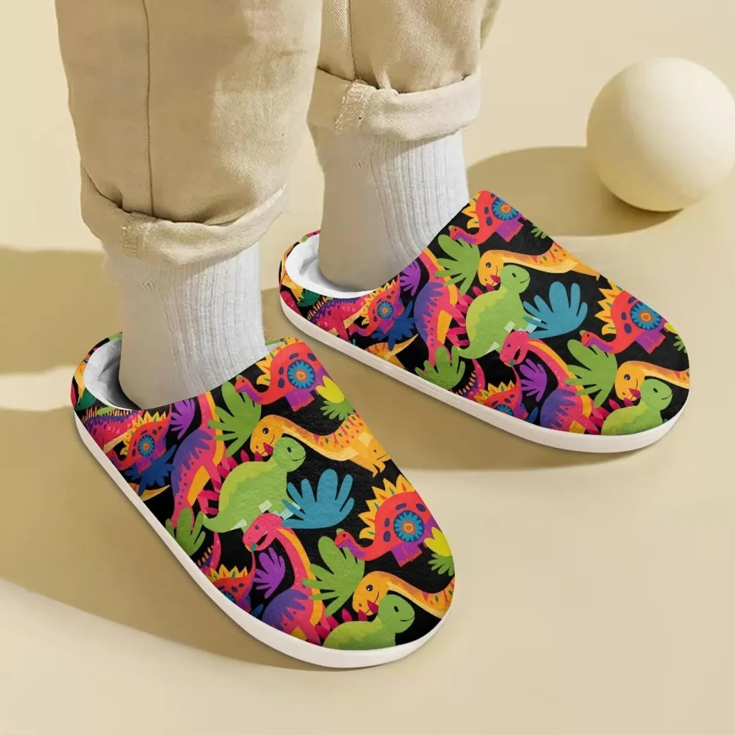 Cartoon Animal Kids Fluffy Slippers Boys Girls Comfy Closed Toe Shoes Slip On Slides Indoor House Slippers SizeUS 9-15