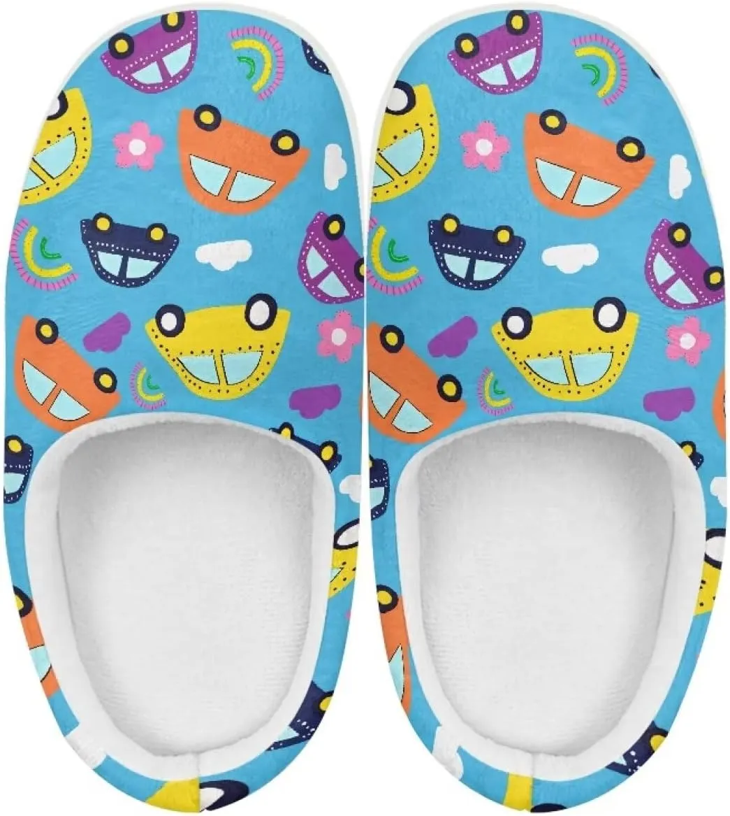 Cartoon Animals Children's Fuzzy Slippers Boys Girls Cozy Warm Winter House Slippers Comfy with Non-Slip Sole for Little Kids SizeUS 9-15