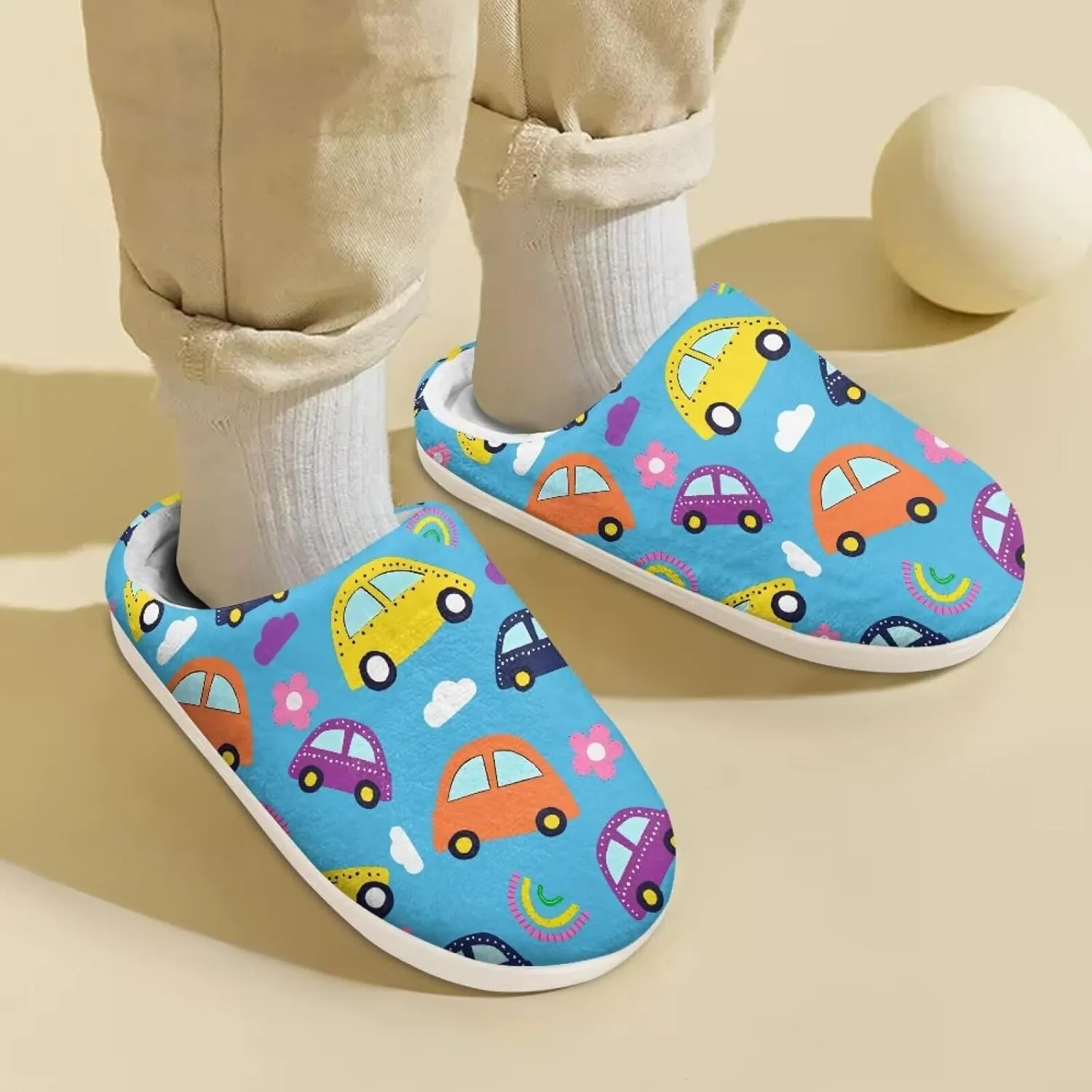 Cartoon Animals Children's Fuzzy Slippers Boys Girls Cozy Warm Winter House Slippers Comfy with Non-Slip Sole for Little Kids SizeUS 9-15
