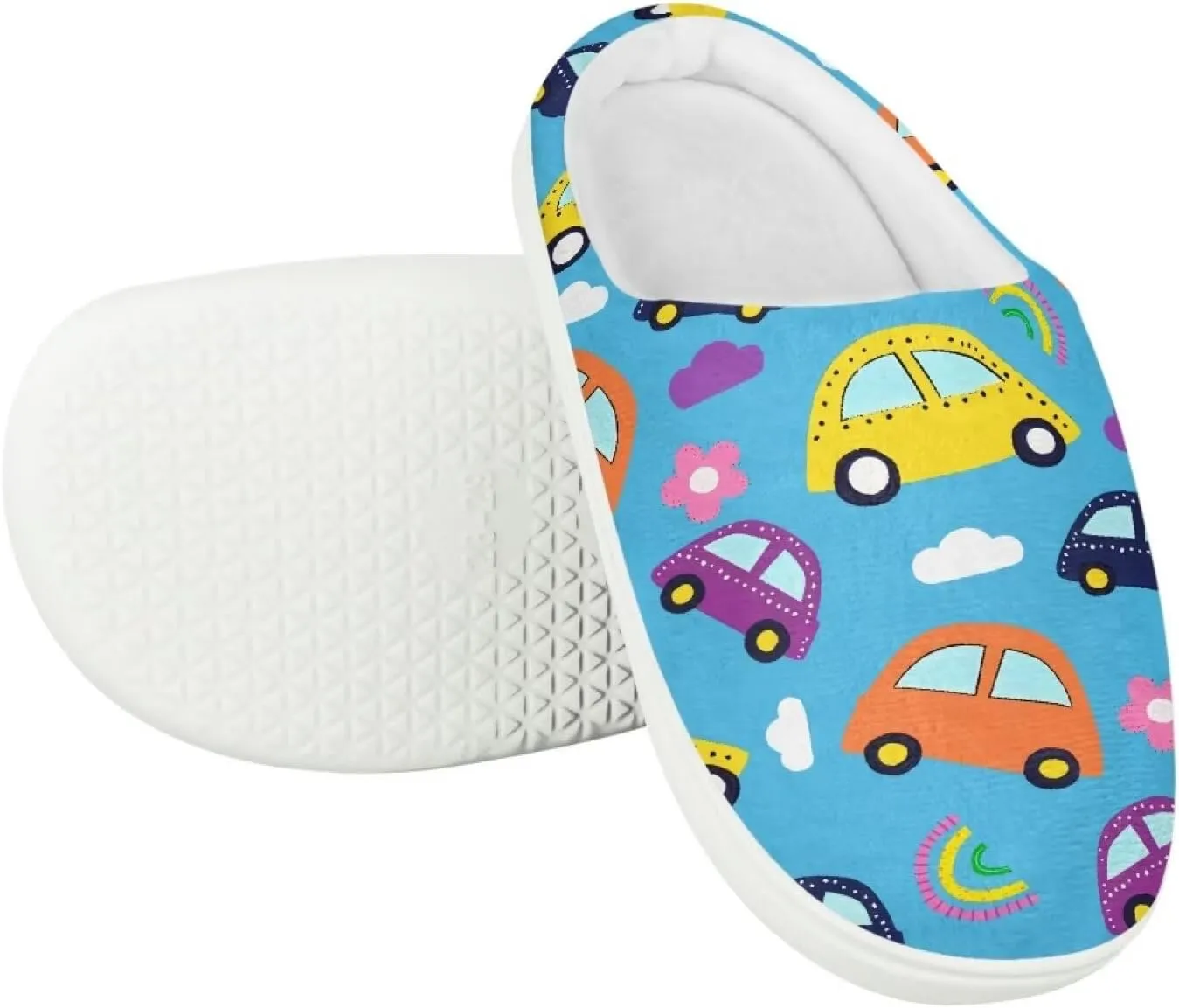 Cartoon Animals Children's Fuzzy Slippers Boys Girls Cozy Warm Winter House Slippers Comfy with Non-Slip Sole for Little Kids SizeUS 9-15