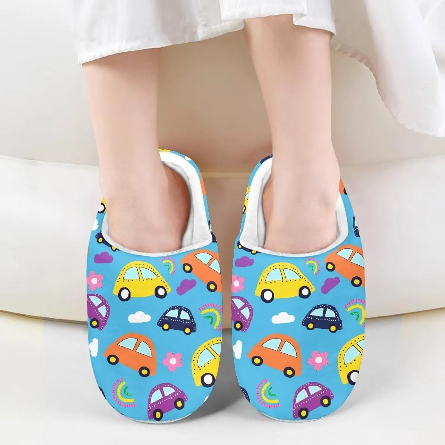 Cartoon Animals Children's Fuzzy Slippers Boys Girls Cozy Warm Winter House Slippers Comfy with Non-Slip Sole for Little Kids SizeUS 9-15