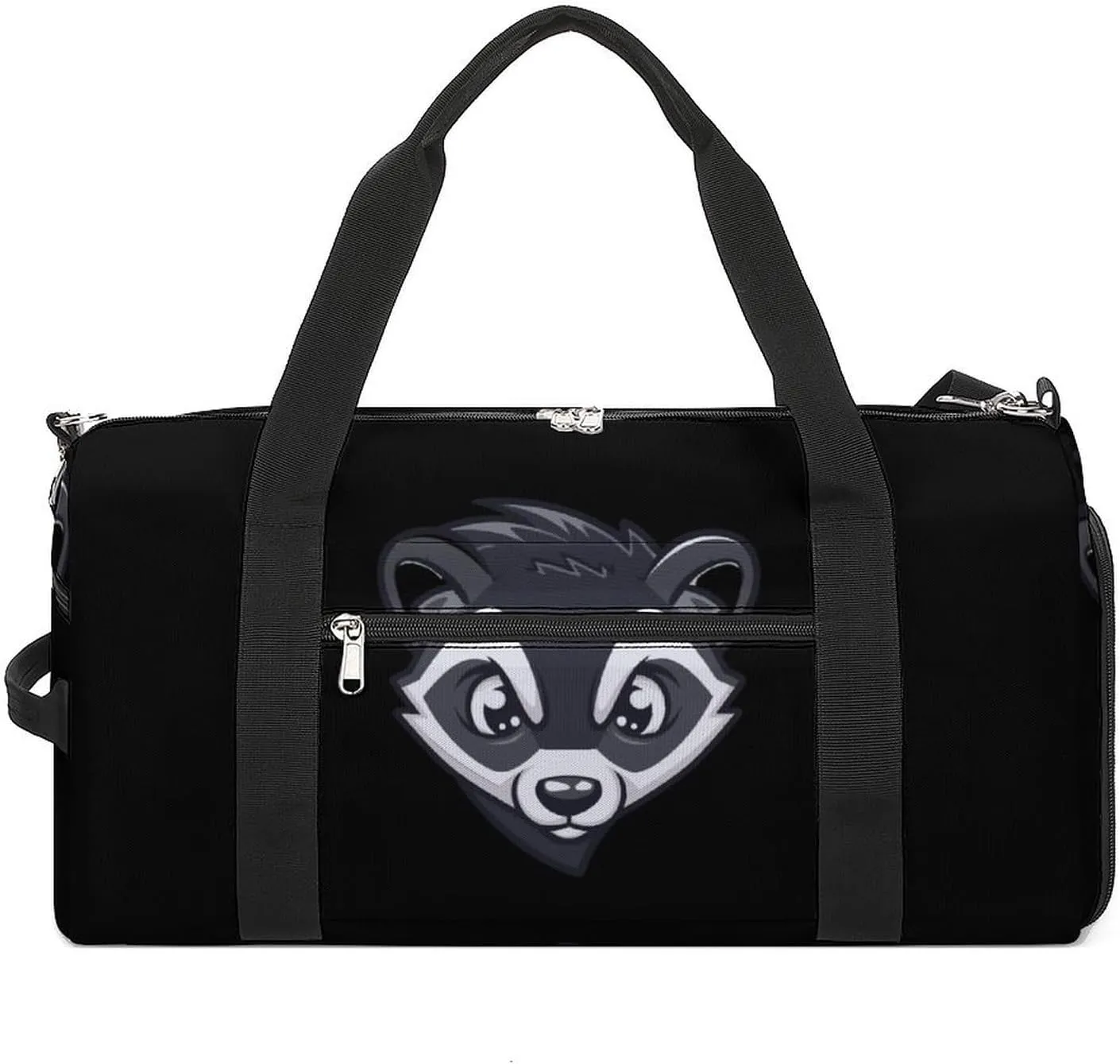 Cartoon Badger Sports Gym Bag for Men Women Travel Duffel Bag with Shoulder Strap