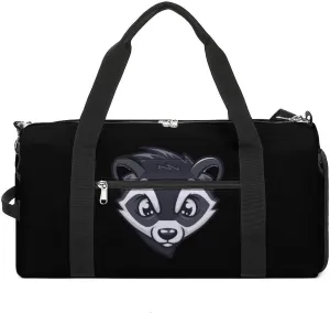 Cartoon Badger Sports Gym Bag for Men Women Travel Duffel Bag with Shoulder Strap