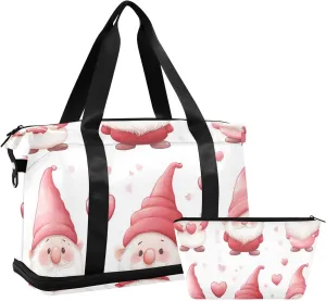 Cartoon Cute Red Christmas Dwarfs Large Travel Bag Gym Sports Carry with Adjustable Strap for Sports Foldable