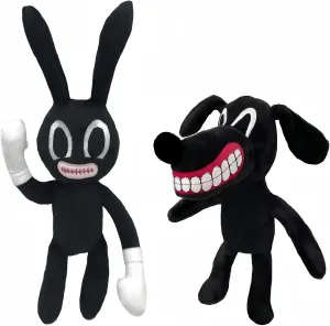 Cartoon Dog Cat Rabbit Plush Toys Halloween Christmas Horror Plush Toy for Home Party Gift Birthday Toy (Rabbit&Dog)