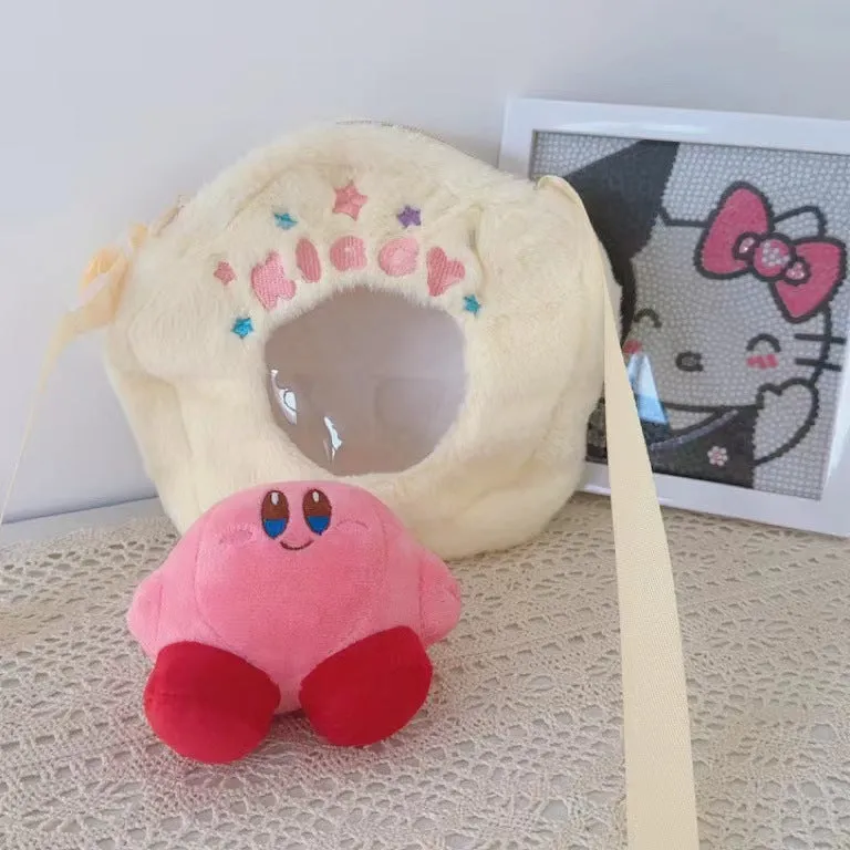 Cartoon Plush Round Cute Khaki Ornaments Soft Crossbody Bags