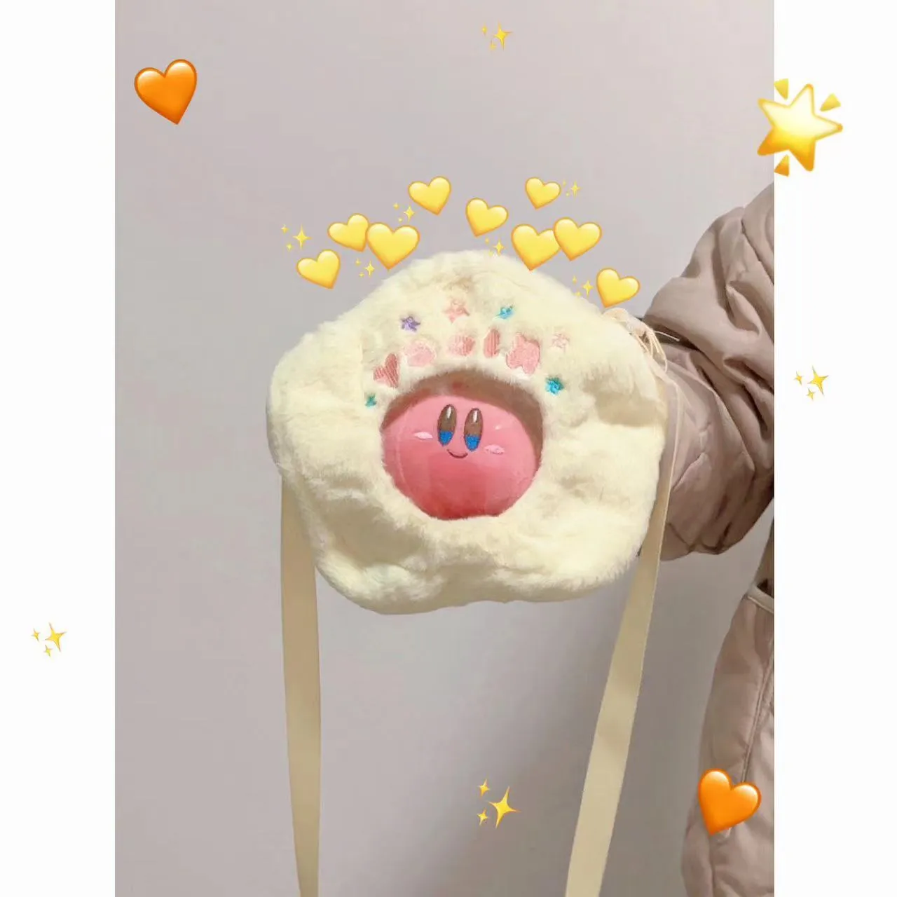 Cartoon Plush Round Cute Khaki Ornaments Soft Crossbody Bags