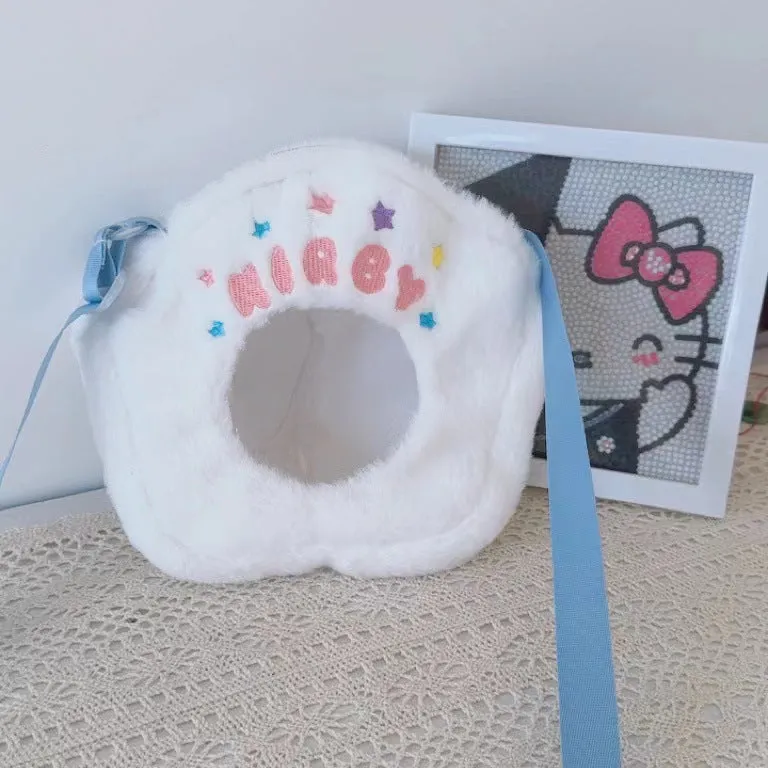 Cartoon Plush Round Cute Khaki Ornaments Soft Crossbody Bags