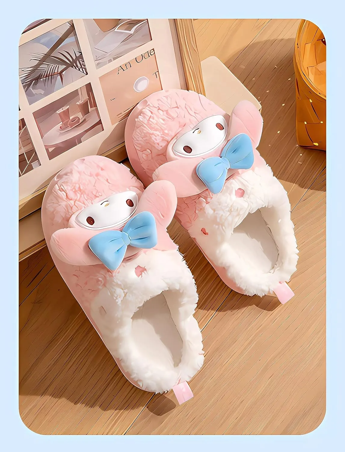 Cartoon Slippers Anime Plush Slippers Indoor Winter Non-Slip Warm Shoes Suitable For Big Kids Or Women's