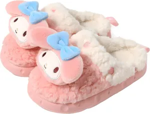 Cartoon Slippers Anime Plush Slippers Indoor Winter Non-Slip Warm Shoes Suitable For Big Kids Or Women's