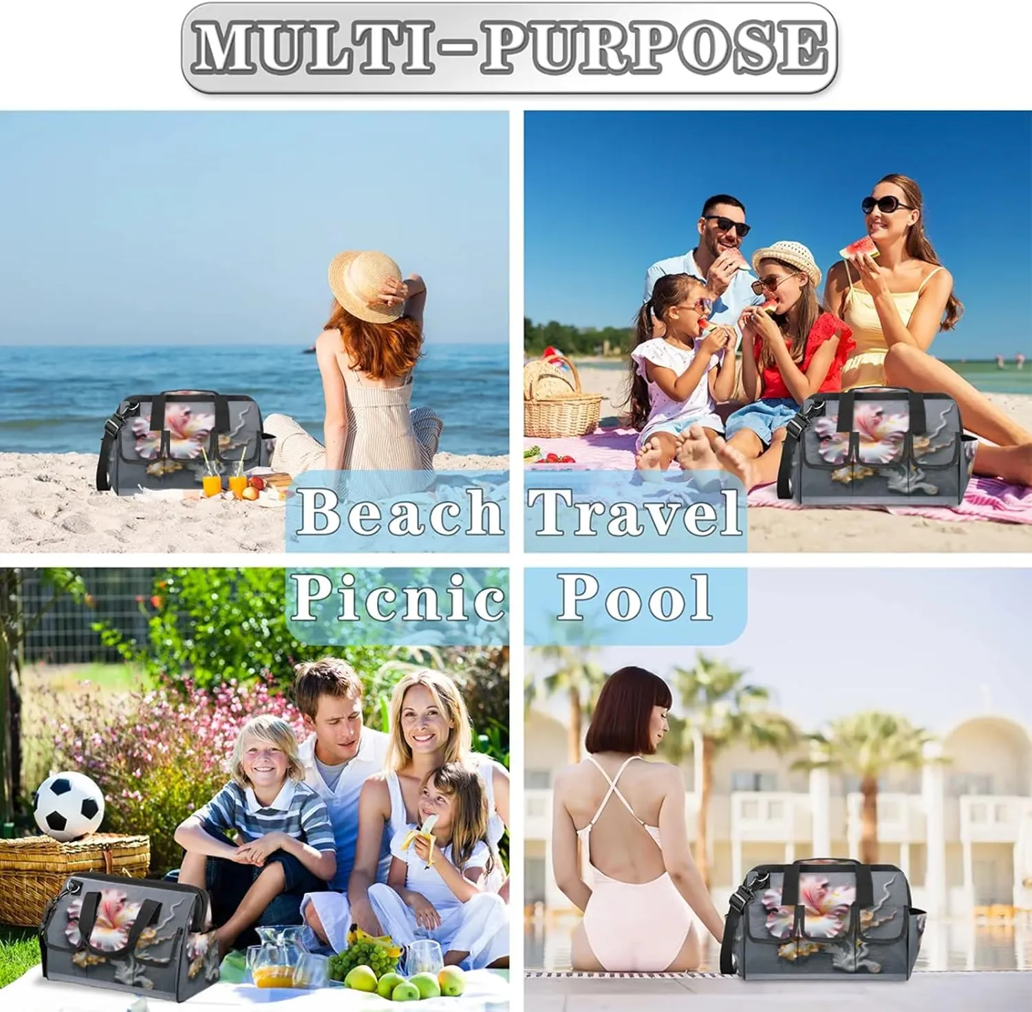 Carving Flower Art Wall Tool Bag Wide Mouth 14.8" Portable Tools Tote 14 Pockets Waterproof Heavy Duty Tool Organizer Adjustable Shoulder Strap for Men Women Garden Tools