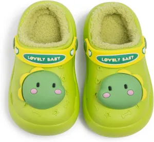 Casazoe Toddler Fur Lined Clogs Boys Girls Winter Warm Slip On Shoes Fleece Lining House Slippers Cartoon Lightweight Outdoor Indoor Home Shoes