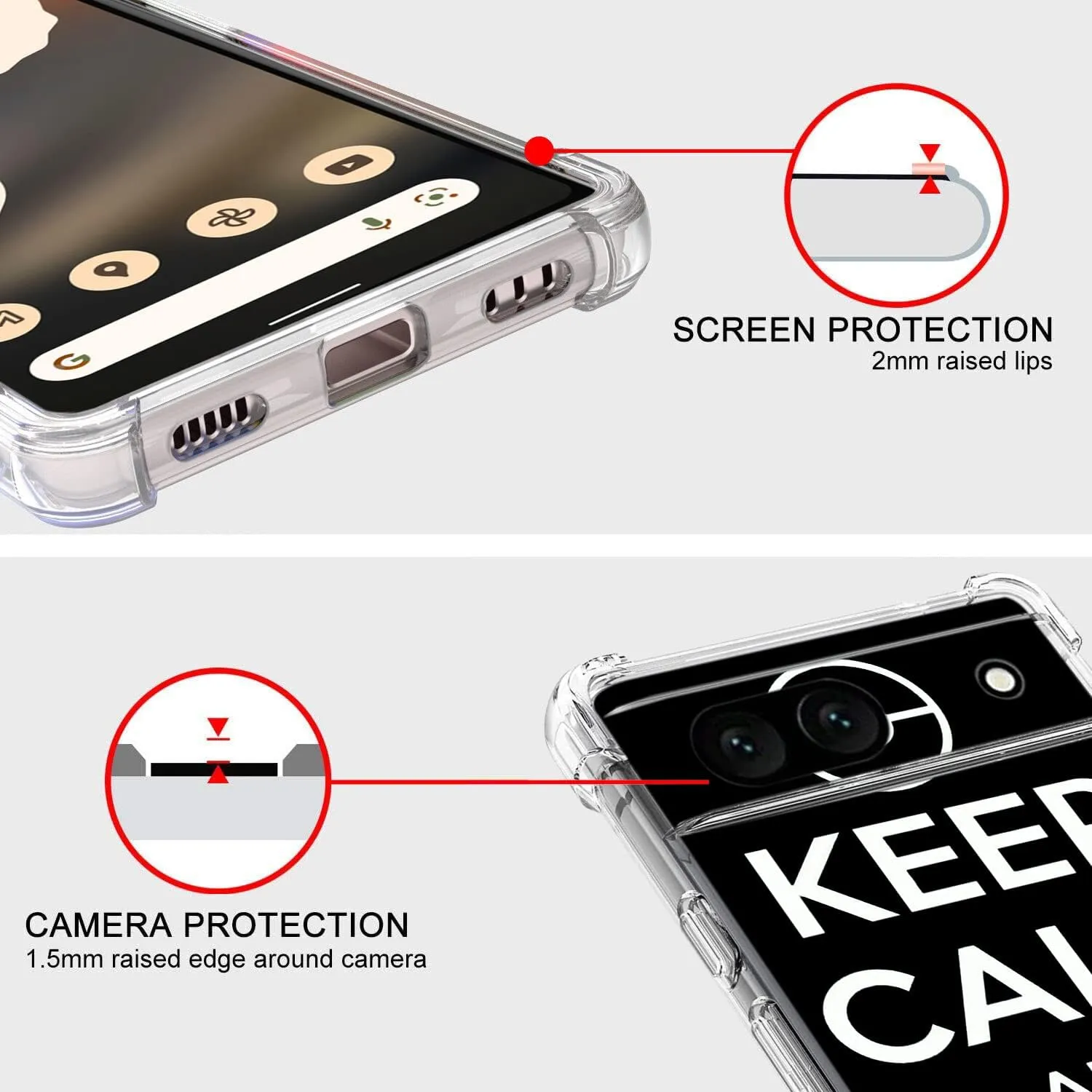 Case for Google Pixel 7a,Keep Calm Sleeping Cat Drop Protection Shockproof Case TPU Full Body Protective Scratch-Resistant Cover for Google Pixel 7a
