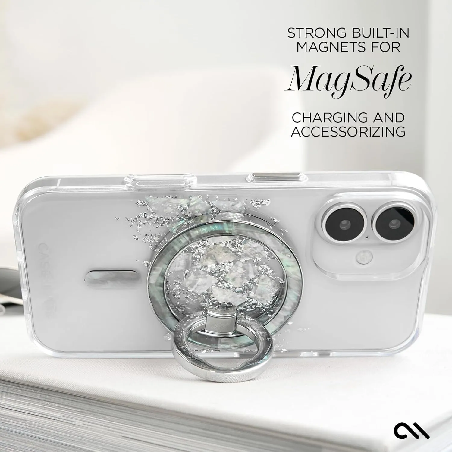 Case-Mate iPhone 16 Plus Case [Compatible with MagSafe] - Stylish Mother of Pearl Phone Case with 12ft Drop Protection - Premium Magnetic Cover for iPhone 16 Plus - Touch of Pearl