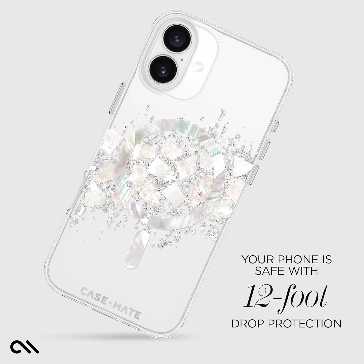 Case-Mate iPhone 16 Plus Case [Compatible with MagSafe] - Stylish Mother of Pearl Phone Case with 12ft Drop Protection - Premium Magnetic Cover for iPhone 16 Plus - Touch of Pearl