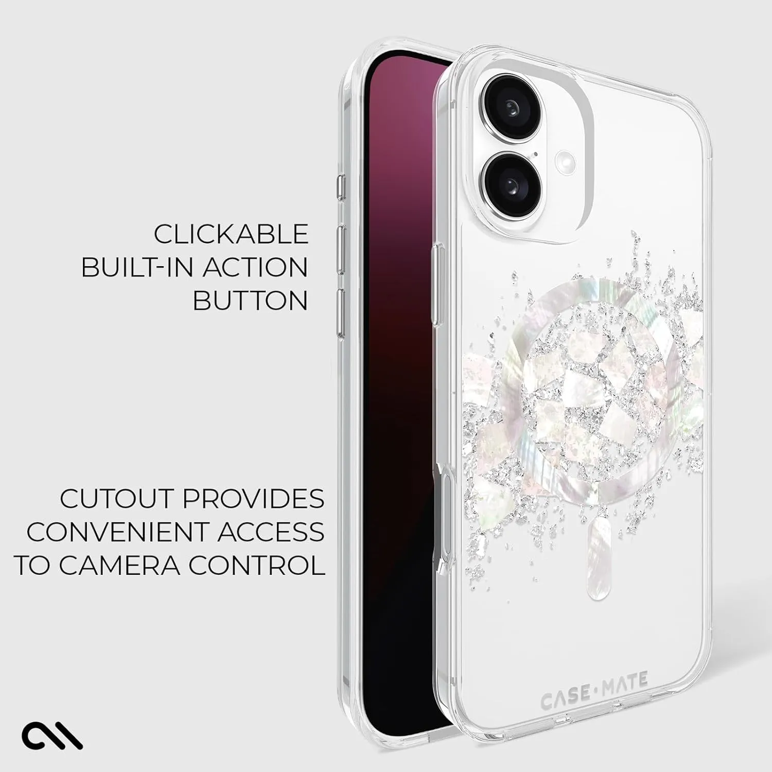 Case-Mate iPhone 16 Plus Case [Compatible with MagSafe] - Stylish Mother of Pearl Phone Case with 12ft Drop Protection - Premium Magnetic Cover for iPhone 16 Plus - Touch of Pearl