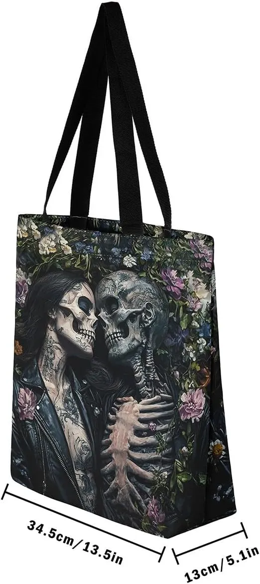 Castle Fairy Dragon Canvas Tote Bag Aesthetic for Women,Cute Axolotl Reusable Grocery Handbag