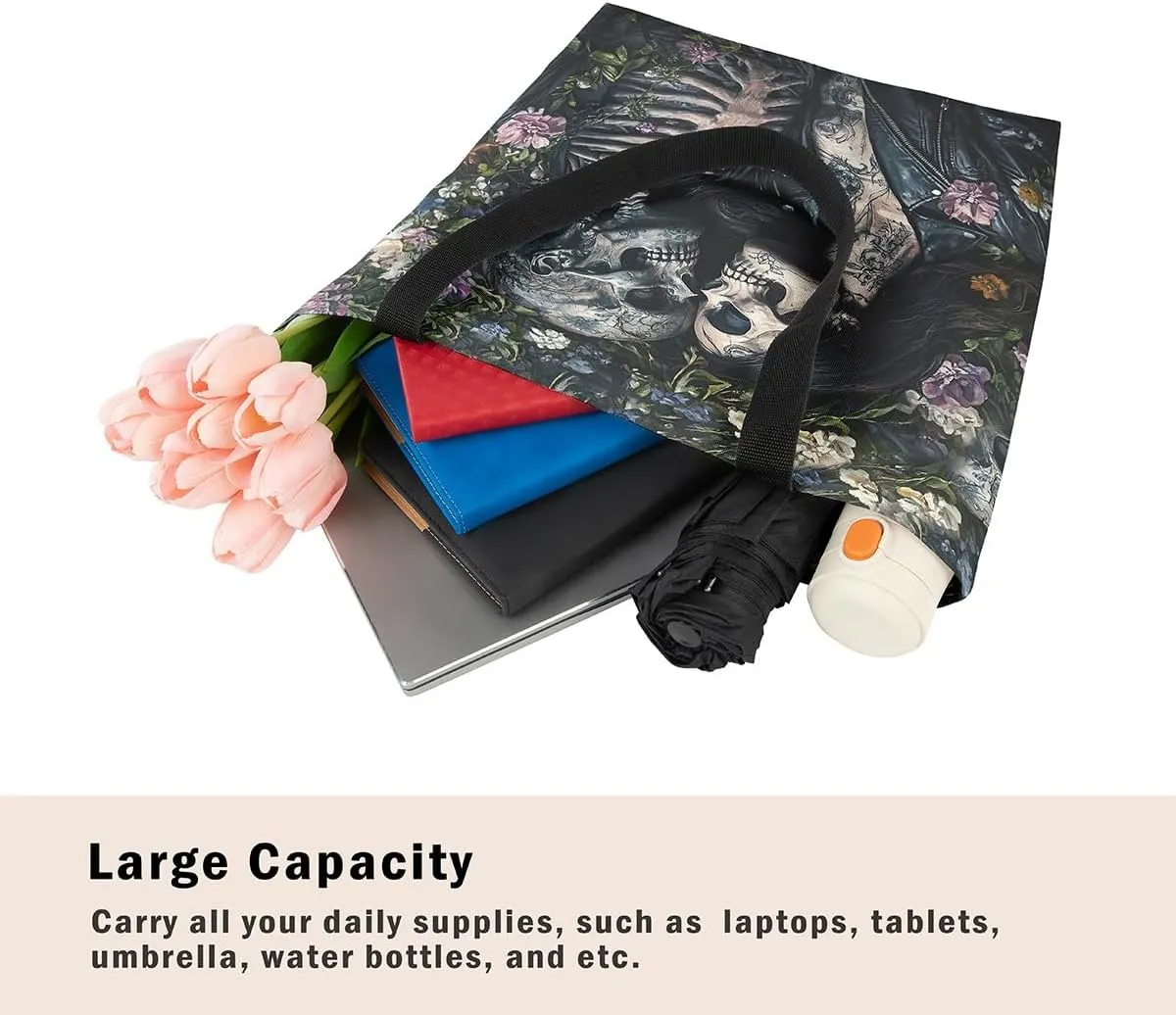 Castle Fairy Dragon Canvas Tote Bag Aesthetic for Women,Cute Axolotl Reusable Grocery Handbag